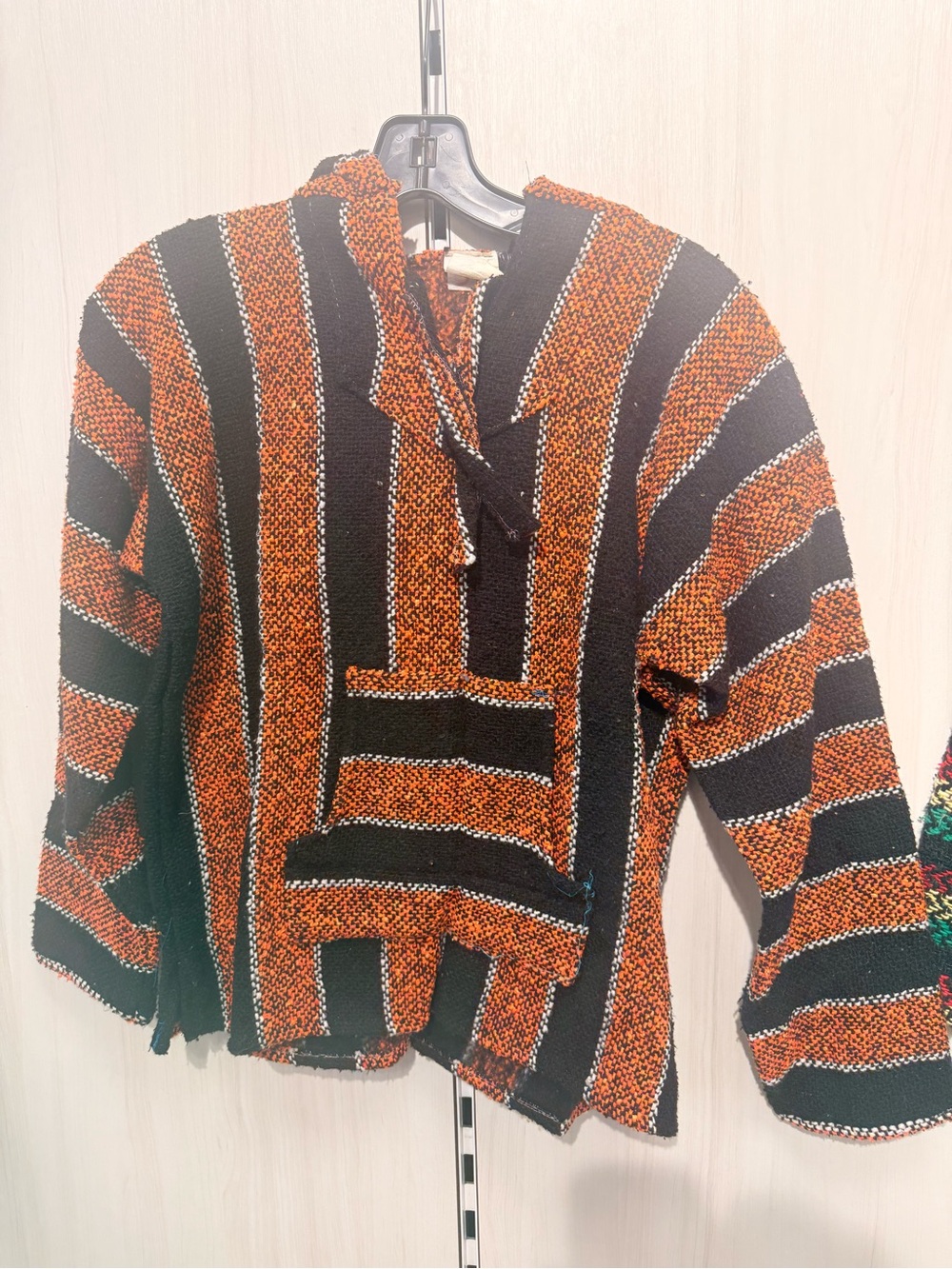 Kids Striped Hooded Knit Pullover - Orange & Black